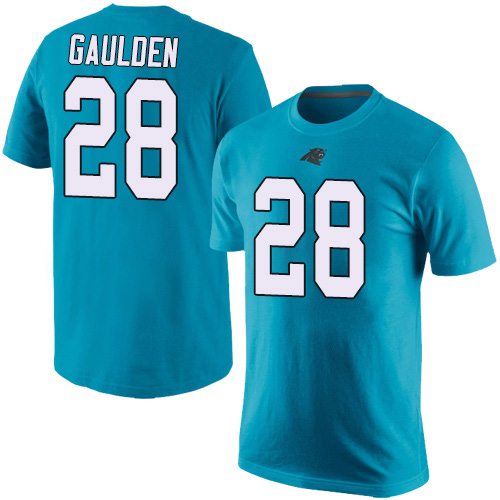 Carolina Panthers Men Blue Rashaan Gaulden Rush Pride Name and Number NFL Football #28 T Shirt->nfl t-shirts->Sports Accessory
